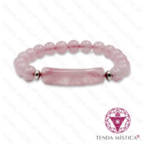 Pulseira Quartzo Rosa Larga 8mm