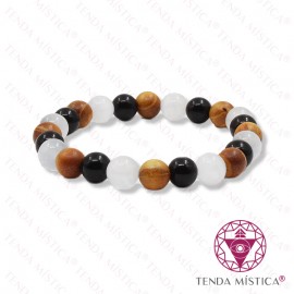 Pulseira Turmalina Selenite e Pau Santo 8mm