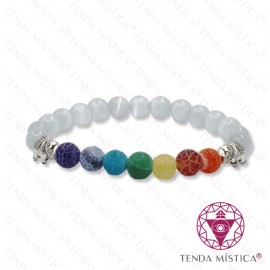 Pulseira Chakras Selenite Elefante 8mm