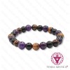 Pulseira Obsidiana Negra + Olho de Tigre + Ametista 8mm