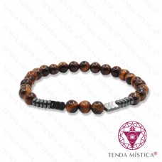 Pulseira Olho de Tigre + Hematite 6mm