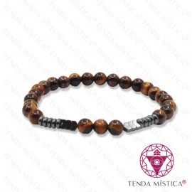 Pulseira Olho de Tigre + Hematite 6mm