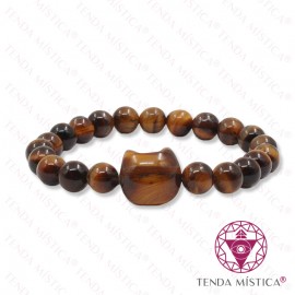 Pulseira Olho de Tigre com Gato 8mm