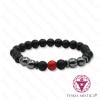 Pulseira Ónix Matt + Hematite + Howlite Vermelha 8mm