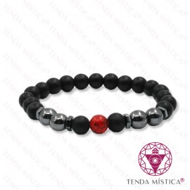 Pulseira Vulcânica + Howlite Vermelha 8mm