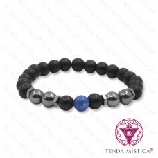 Pulseira Onix Matt + Hematite + Howlite Azul 8mm