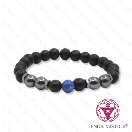 Pulseira Onix Matt + Hematite + Howlite Azul 8mm