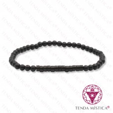 Pulseira Ónix Matt + Ónix Brilho Discos 4mm