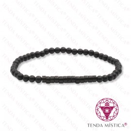 Pulseira Ónix Matt + Ónix Brilho Discos 4mm