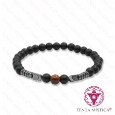 Pulseira Ónix Matt + Hematite + Olho de Tigre 6mm