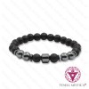 Pulseira Ónix Matt + Hematite Cilindro 8mm