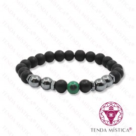 Pulseira Ónix Matt + Hematite + Malaquite 8mm