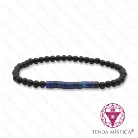 Pulseira Ónix Matt + Lápis Lazúli Discos 4mm