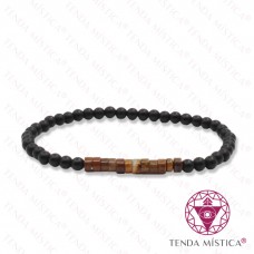 Pulseira Ónix Matt + Olho de Tigre 4mm