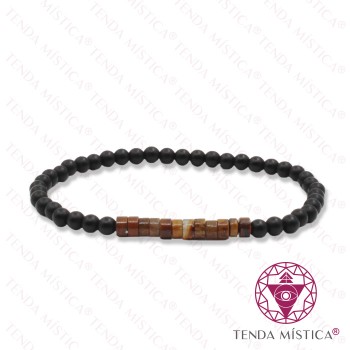 Pulseira Ónix Matt + Olho de Tigre 4mm