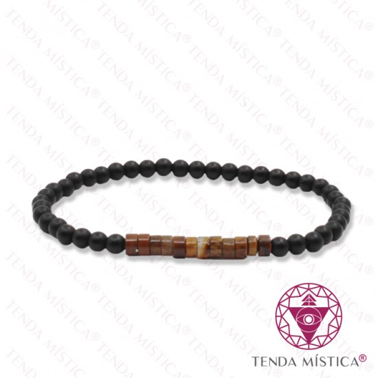 Pulseira Ónix Matt + Olho de Tigre 4mm