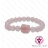 Pulseira Quartzo Rosa com Gato 8mm