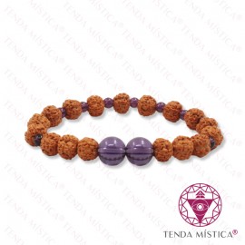 Pulseira Rudraksha + Ametista 8mm