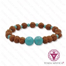 Pulseira Rudraksha + Howlite Azul 8mm