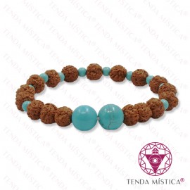 Pulseira Rudraksha + Howlite Azul 8mm
