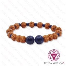 Pulseira Rudraksha + Lápis Lazúli 8mm