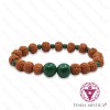 Pulseira Rudraksha + Malaquite 8mm