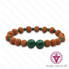 Pulseira Rudraksha + Malaquite 8mm