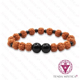 Pulseira Rudraksha + Ónix 8mm