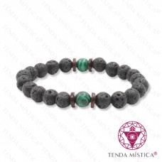 Pulseira Vulcânica + Malaquite 8mm