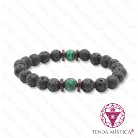 Pulseira Vulcânica + Malaquite 8mm