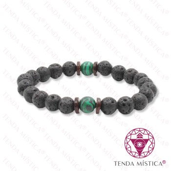 Pulseira Vulcânica + Malaquite 8mm