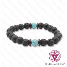 Pulseira Vulcânica + Howlite Azul 8mm