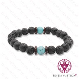 Pulseira Vulcânica + Howlite Azul 8mm