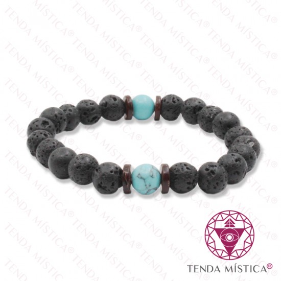 Pulseira Vulcânica + Howlite Azul 8mm