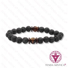 Pulseira Vulcânica + Olho de Tigre 8mm