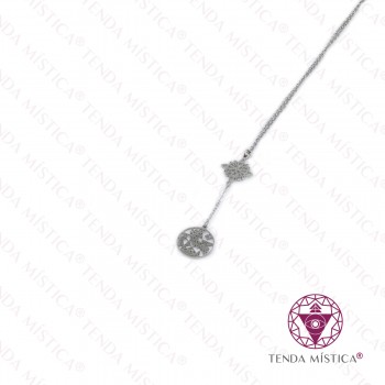 Colar Dupla Proteção Prateado Aço