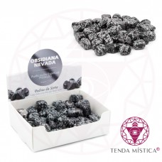 Caixa 250gr Obsidiana Nevada Polida Média