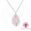Colar Quartzo Rosa Aço Lágrima Árvore da Vida