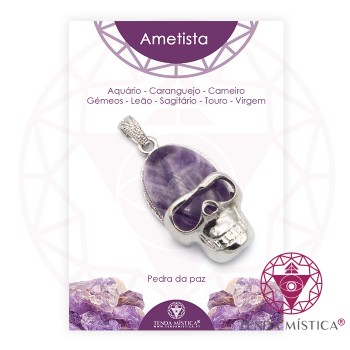 Pendente Caveira - Ametista - C/Cartela