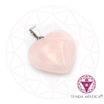 Pendente Coração Quartzo Rosa