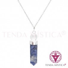 Colar Sodalite Aço Cetro Cristal