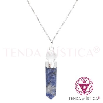 Colar Sodalite Aço Cetro Cristal