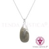 Colar Labradorite Aço Pedra Polida