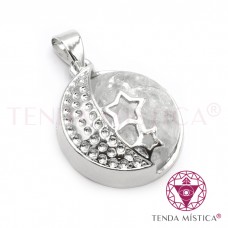 Pendente Lunar 2 Estrelas - Quartzo Cristal