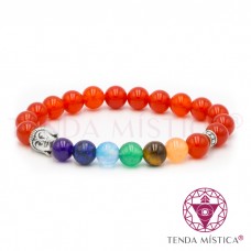 Pulseira Chakras Buddha Cornalina 8mm