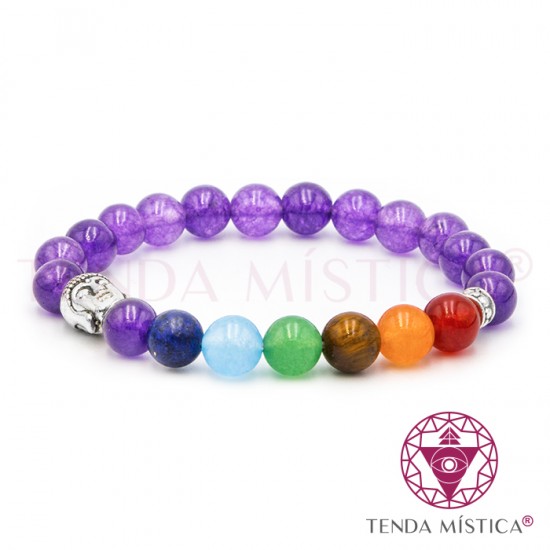 Pulseira Chakras Buddha Ametista 8mm