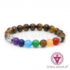 Pulseira Chakras Buddha Olho de Tigre 8mm