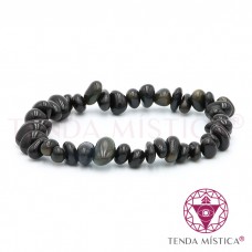 Pulseira Chips Obsidiana Dourada