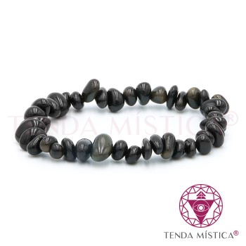 Pulseira Chips Obsidiana Dourada