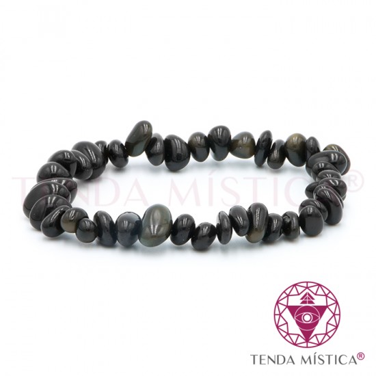 Pulseira Chips Obsidiana Dourada